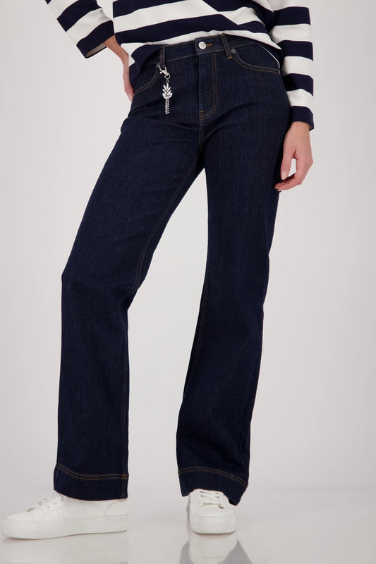 Monari Dark Denim Straight Leg Jeans with Charm 410486