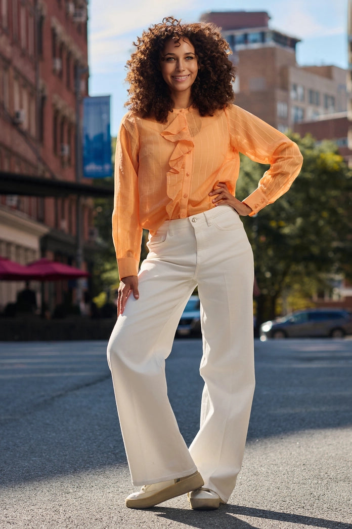 Monari Off-White Wide Leg Palazzo Jeans 410335 - Jane Young