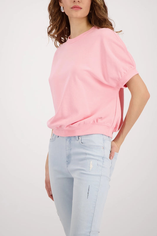 Monari Pink Short Sleeve Crew Neck Cotton Sweatshirt 410125