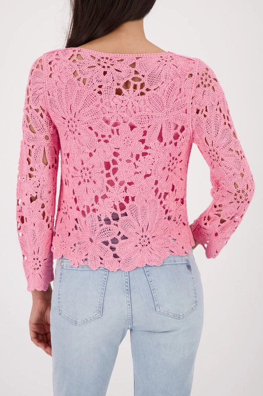 Monari Pink Jumper with Cornelly Crochet Pattern 410237