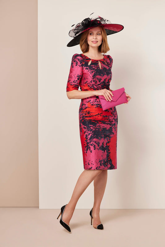 Condici Vermillion Print Pencil Silhouette Dress