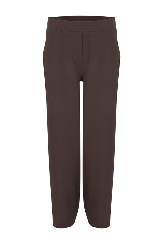 Margittes Mocha Wide Leg Pull-On Trousers with Pockets