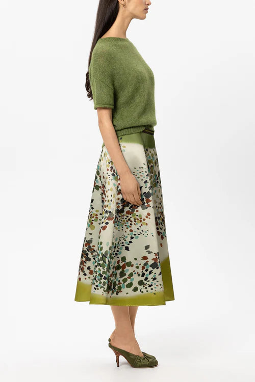 Luisa Cerano Matcha Green Alpaca Blend Short Sleeve Sweater