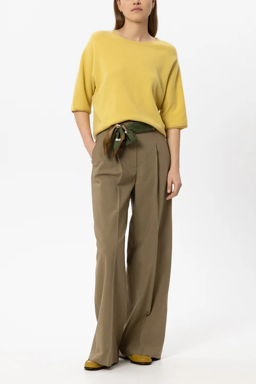 Luisa Cerano Yellow 3/4 Sleeve Cashmere Blend Sweater