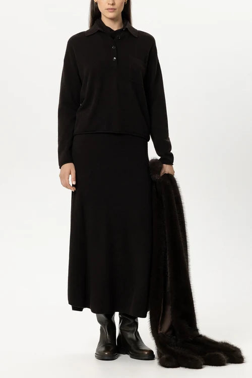Luisa Cerano Truffle Cashmere-Blend Polo Sweater