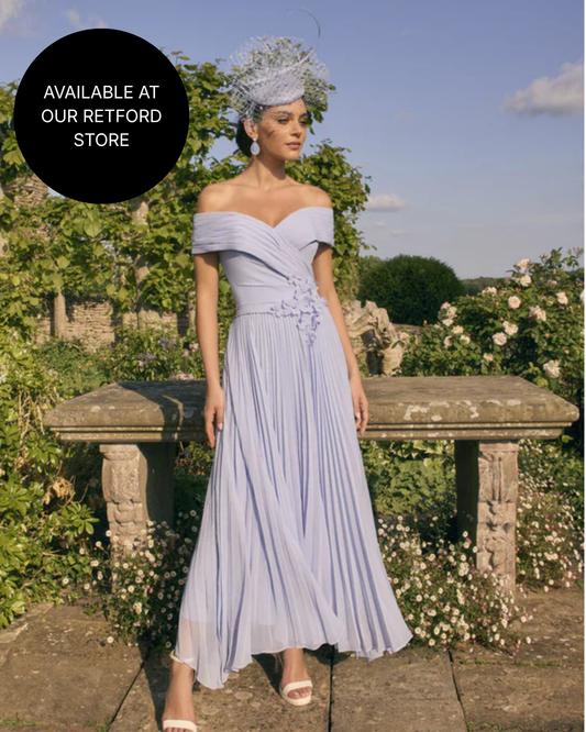 Veni Infantino Powder Blue Off-Shoulder A-Line Chiffon Dress 992779 AW