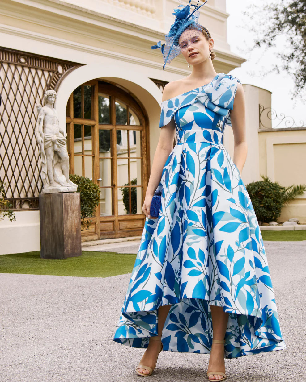 Couture Club Cobalt Blue Patterned A-Line Dress 1G240