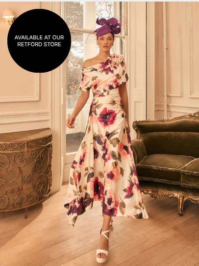 Veni Infantino Floral Print Off Shoulder Midi Dress