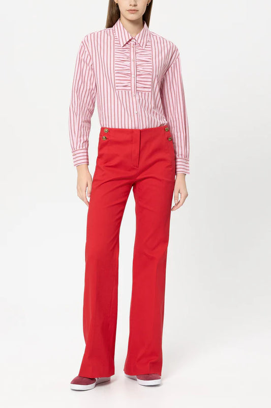 Luisa Cerano Pink Striped Cotton Shirt Blouse 238653