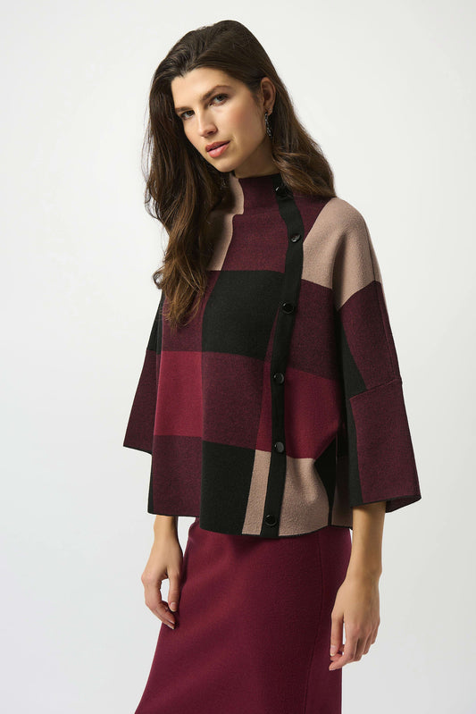 Joseph Ribkoff plaid jacquard top 243948