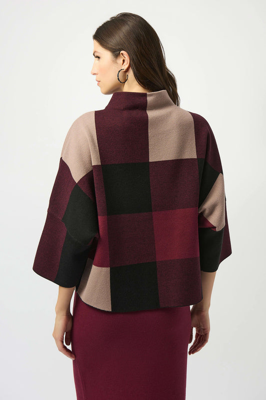 Joseph Ribkoff plaid jacquard top 243948