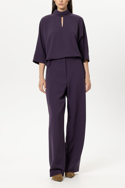 Luisa Cerano Plum Short-Sleeve Blouse Top