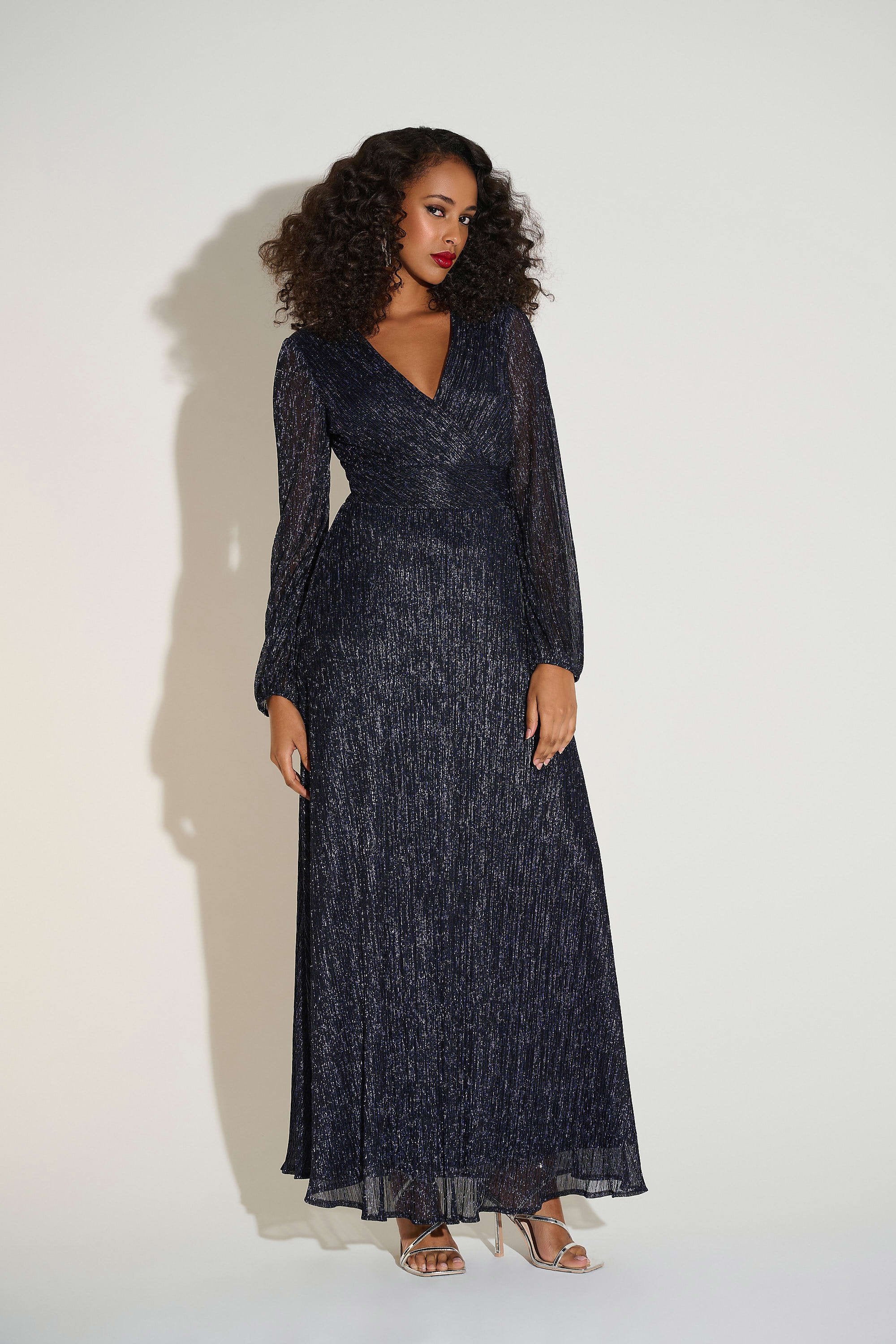 Joseph Ribkoff lurex long wrap dress 253780 - Jane Young