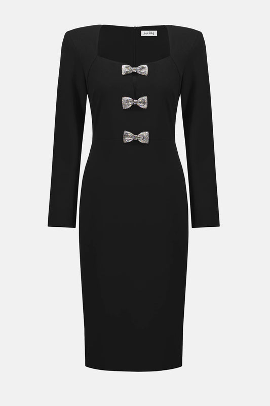 Joseph Ribkoff rhinestone bow sheath dress 254053