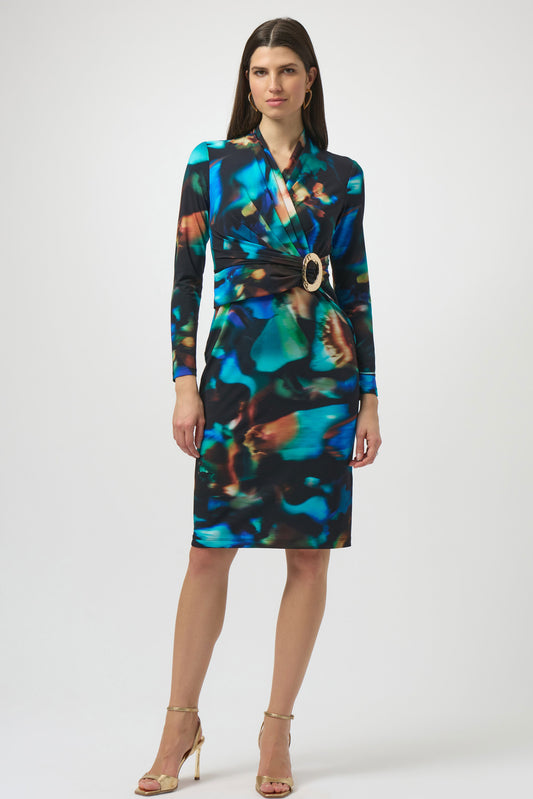 Joseph Ribkoff abstract print wrap dress 254070