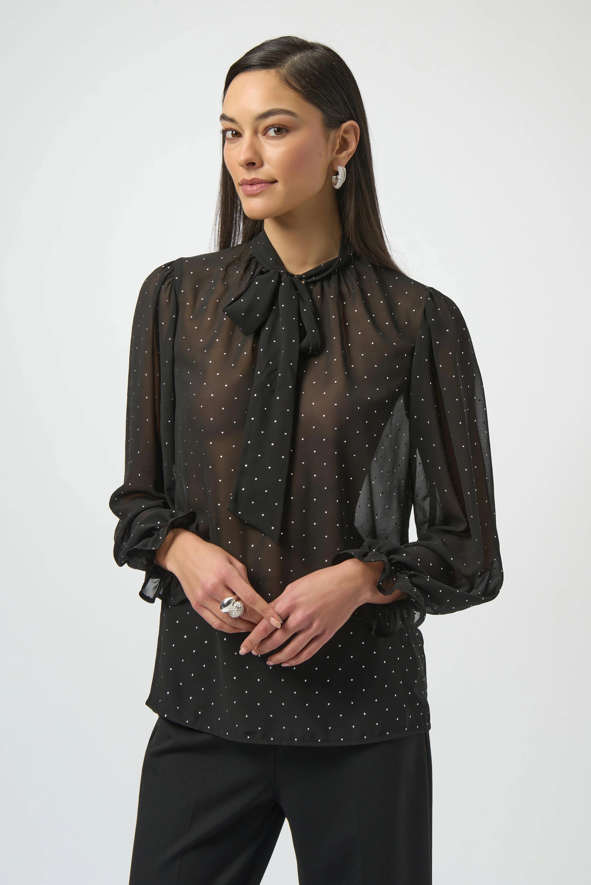 Joseph Ribkoff chiffon tie neck top 254200 - Jane Young