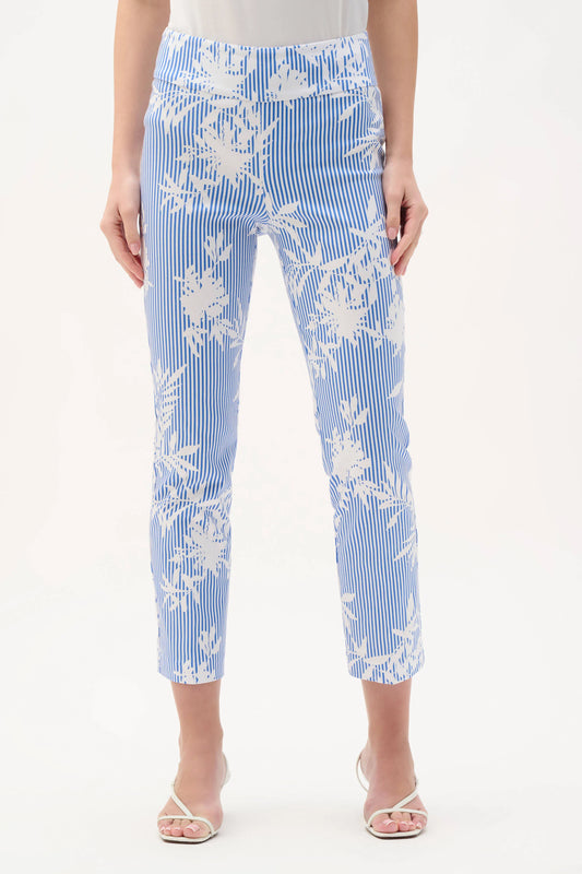 Joseph Ribkoff Blue & Vanilla Millennium Printed Straight Pull-On Trousers