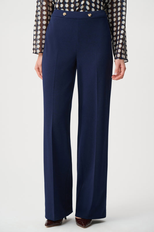 Joseph Ribkoff Indigo Scuba Crepe Wide Leg Pull-On Trousers
