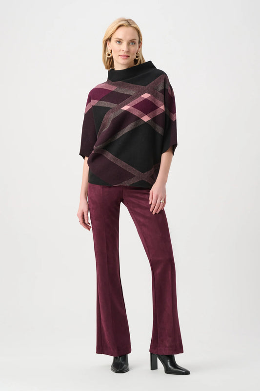 Joseph Ribkoff Elderberry Faux Suede Flared Pull-On Trousers