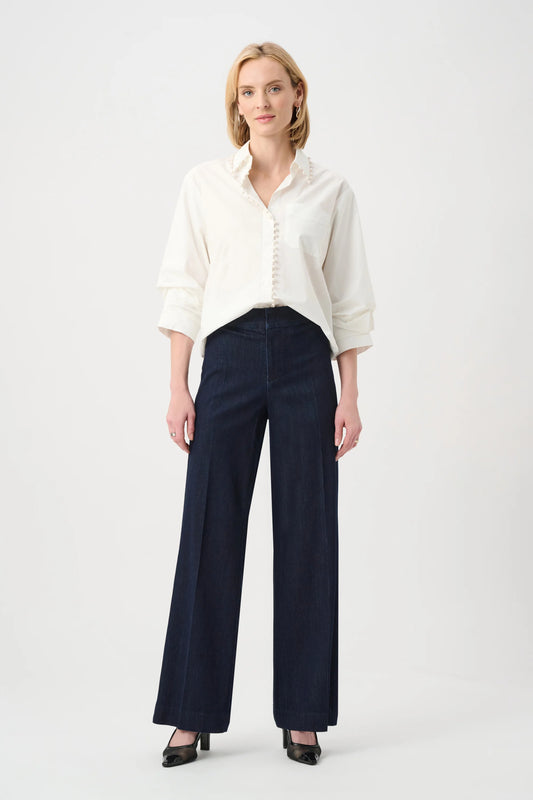Joseph Ribkoff Dark Denim Stretch High-Rise Wide Leg Jeans