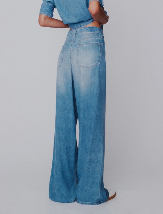 Marella Sport Blue Flowing Viscose-Blend 5-Pocket Trousers MLSPAGINA