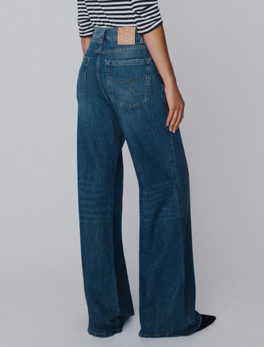 Marella Navy High Waisted Wide Leg Jeans MLSWLEG