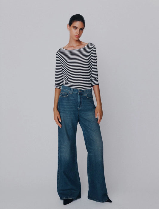 Marella Navy High Waisted Wide Leg Jeans MLSWLEG
