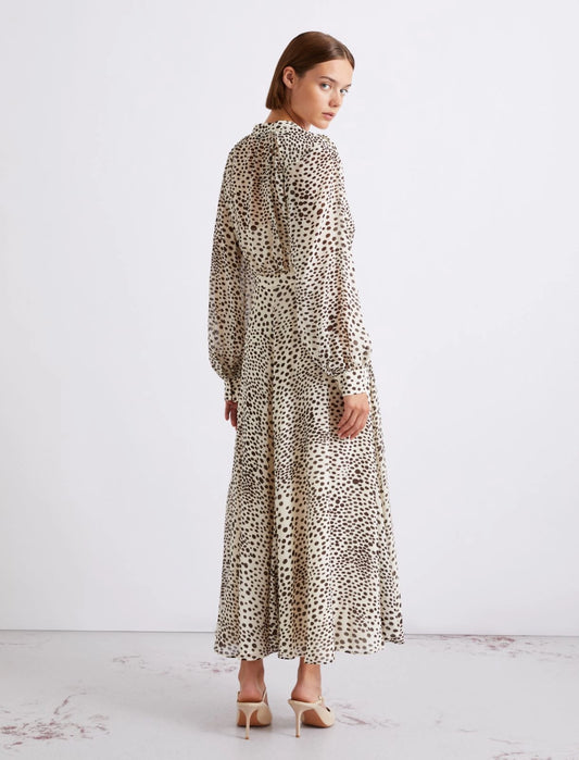 Marella Cream Print Long printed Georgette Shirt Dress MLLMASTRO