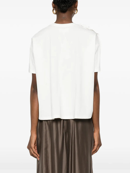 Psophia short sleeve white ruffled top