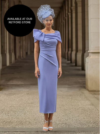 Couture Club Lavender Off-Shoulder with Bow Midi Dress