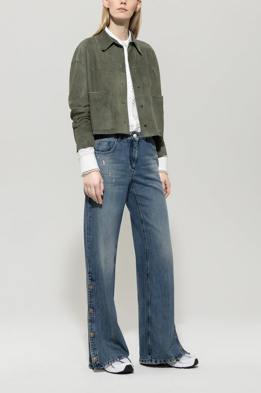 Luisa Cerano suede shirt jacket khaki 428013