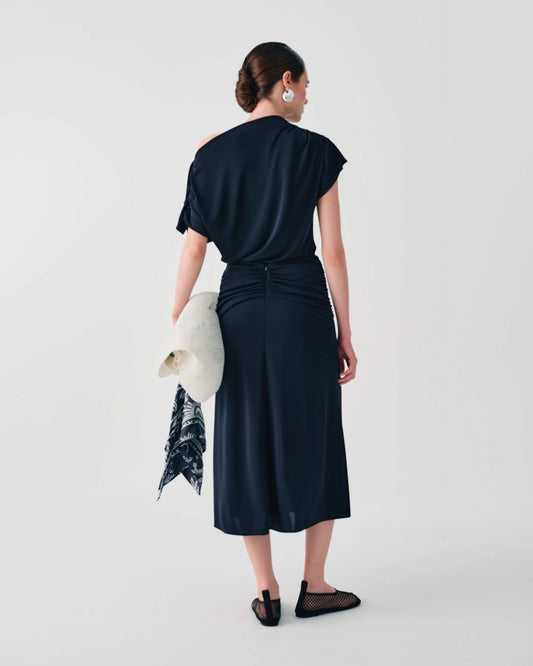 Beatrice B Black Off Shoulder Top with Gathered Details 26FE4362