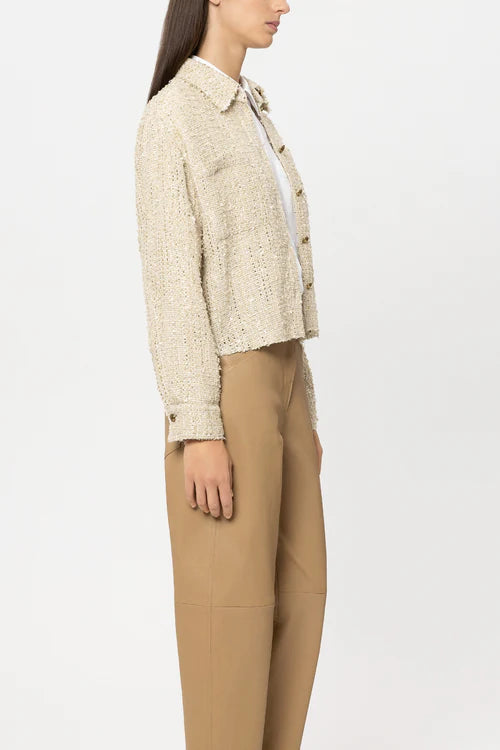 Luisa Cerano Cream Tweed Shirt Jacket 438057