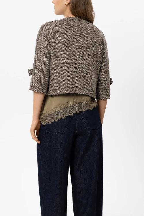 Luisa Cerano Herringbone Collarless Jacket
