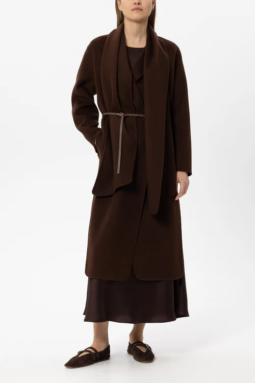 Luisa Cerano Chestnut Double-faced Coat with Scarf 448914