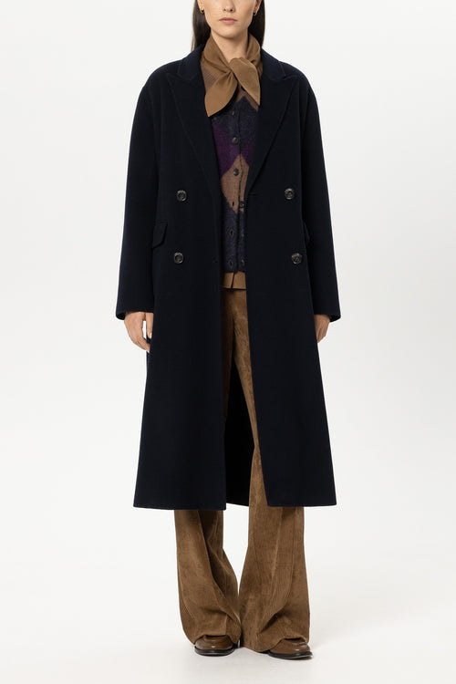 Luisa Cerano Navy Double-Face Blazer Coat
