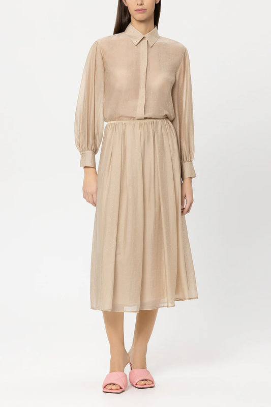 Luisa Cerano Camel Midi Skirt with Rhinestones 538319