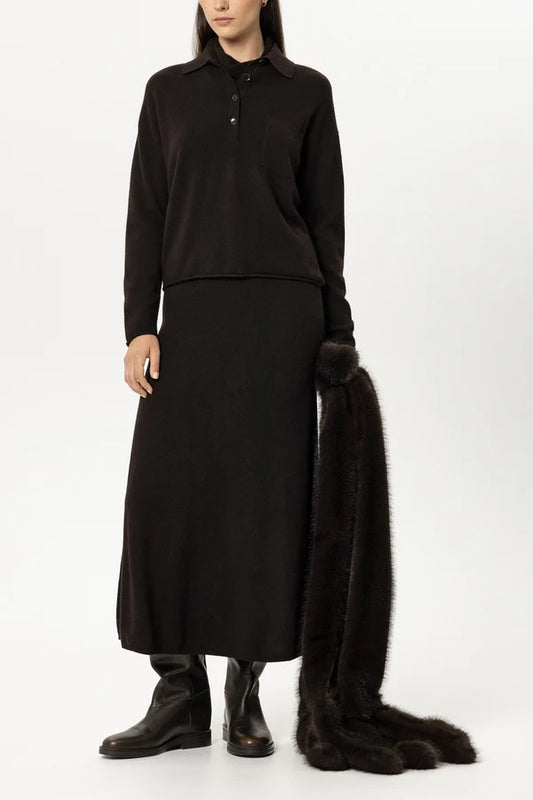 Luisa Cerano Truffle Cashmere Blend Long Skirt
