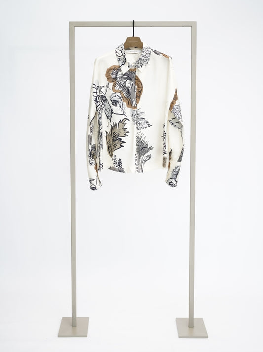 Herzens Burro Print Silk Shirt – Long Sleeve Loose Fit Blouse 25261-6190