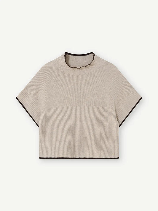 Gustav Latte Ribbed Knit Cape Sweater