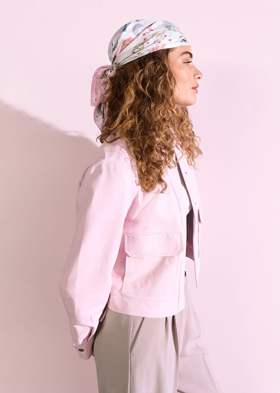 Riani Light Pink Soft Nappa Leather Jacket 631040 - Jane Young