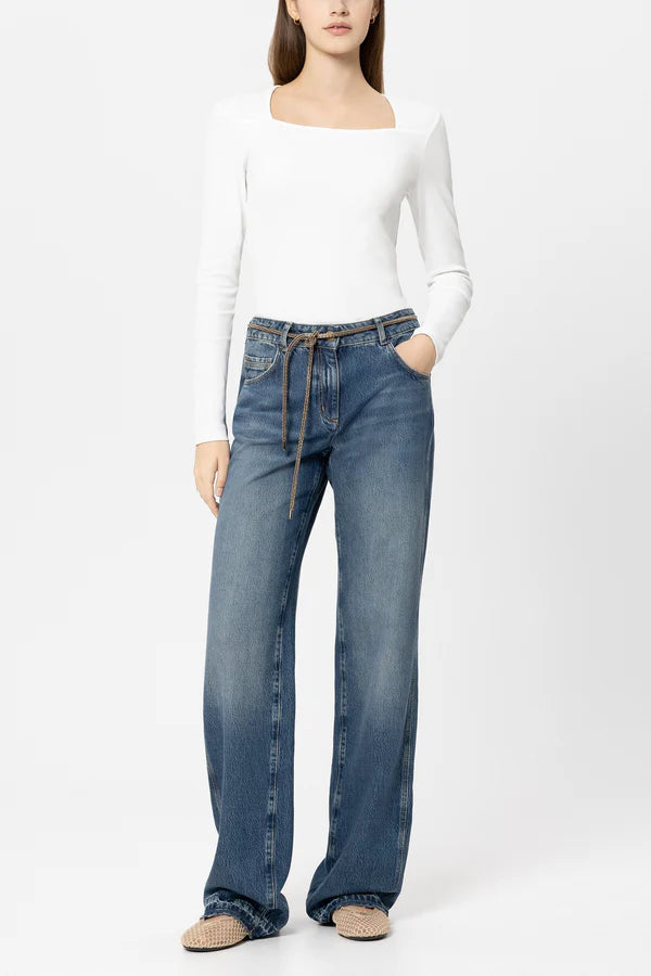 Luisa Cerano Denim Blue Straight Leg Tencel Jeans 638080 - Jane Young