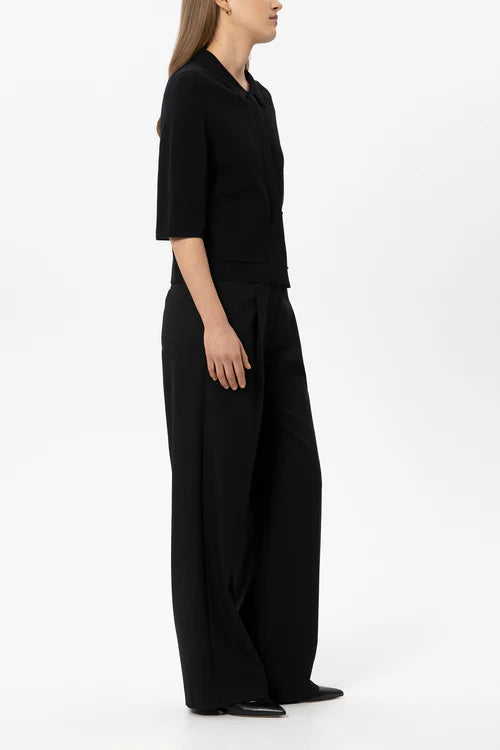 Luisa Cerano Black Wide-Leg Trousers with Pleats 648913