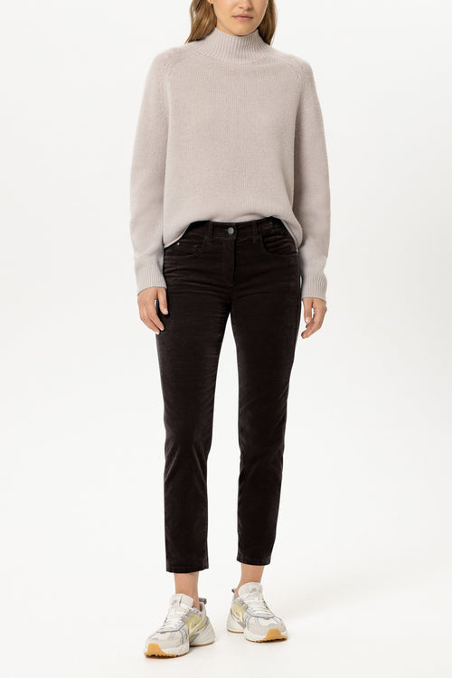 Luisa Cerano Truffle Slim Leg Velvet Trousers