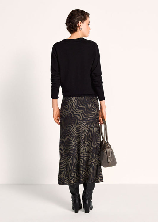 Riani Ash Zebra Print Satin Skirt