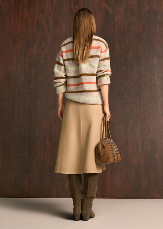Riani Oat Stripe Round Neck Knit Sweater