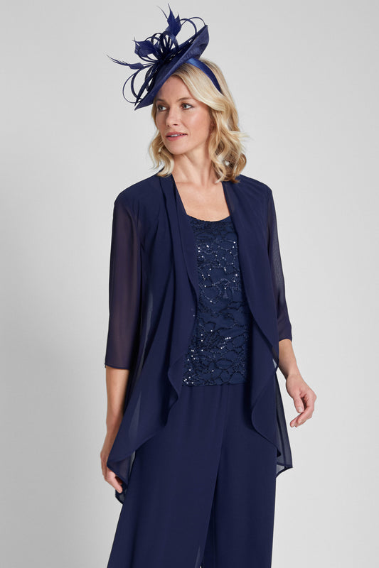 Condici Navy 3 Piece Wide Leg Trouser Suit