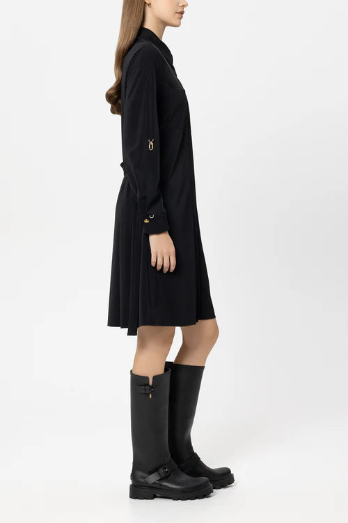 Luisa Cerano Black Soft Shell Shirt Dress 738630
