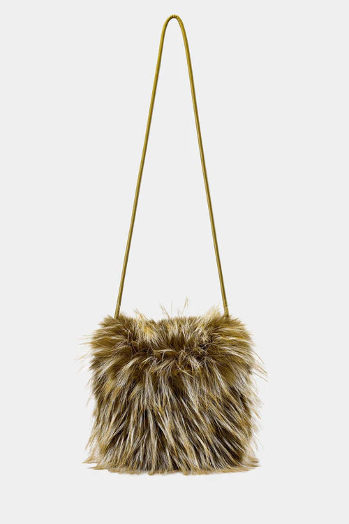 Luisa Cerano Brown Faux Fur Boho Style Bag
