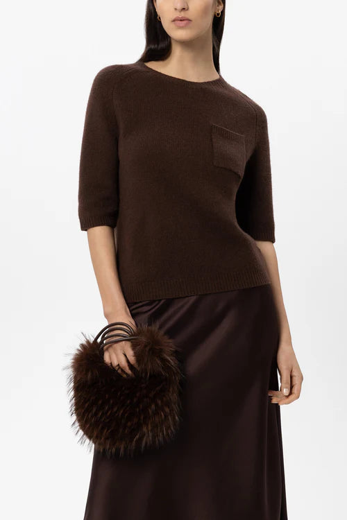Luisa Cerano Chestnut Boho Bag in Faux Fur 848557